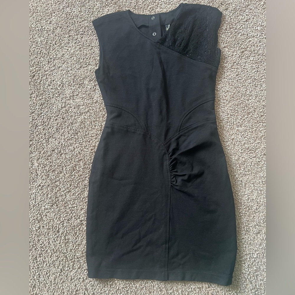 7 For All Mankind Black Asymmetrical Dress